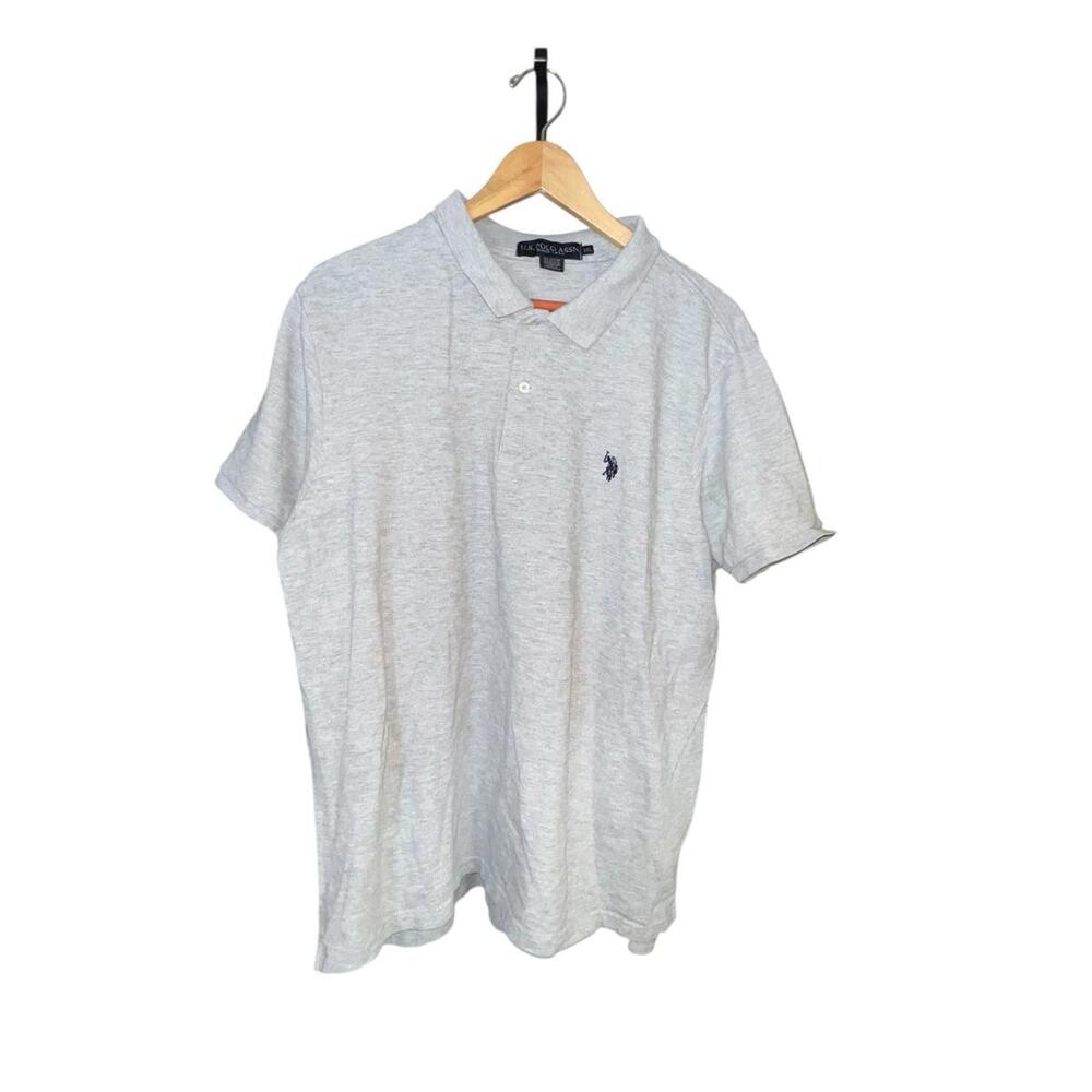 US Polo Assn Mens Polo Shirt Size L Gray Logo Embroidered Logo Short Sleeve